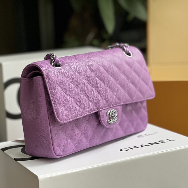 TÚI CHANEL CLASSIC FLAP BAG MEDIUM SLIVER NGUYÊN BẢN DA CAVIAR MÀU TÍM