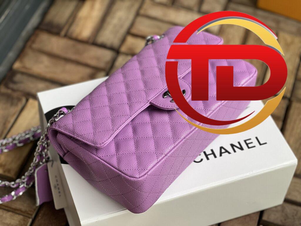TÚI CHANEL CLASSIC FLAP BAG MEDIUM SLIVER NGUYÊN BẢN DA CAVIAR MÀU TÍM