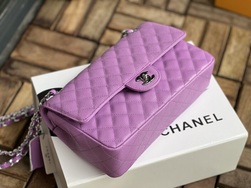 TÚI CHANEL CLASSIC FLAP BAG MEDIUM SLIVER NGUYÊN BẢN DA CAVIAR MÀU TÍM