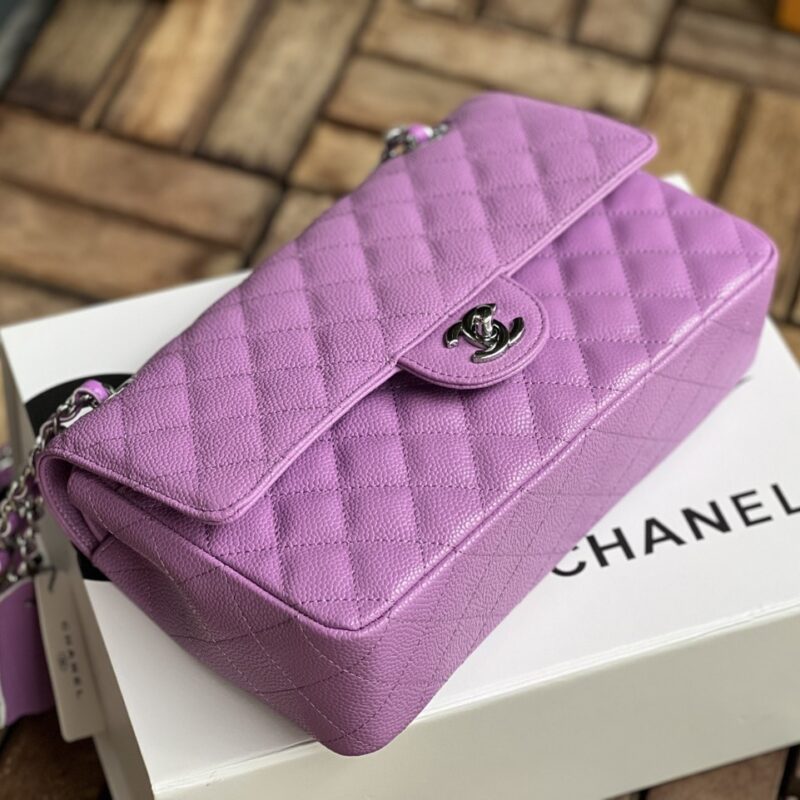 TÚI CHANEL CLASSIC FLAP BAG MEDIUM SLIVER NGUYÊN BẢN DA CAVIAR MÀU TÍM