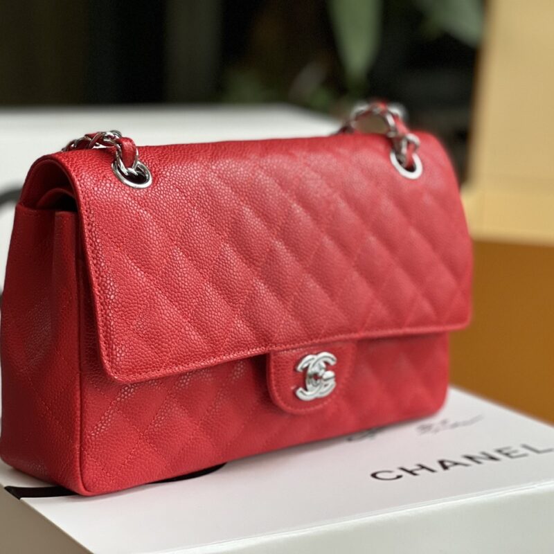 TÚI CHANEL CLASSIC FLAP BAG MEDIUM SLIVER NGUYÊN BẢN DA CAVIAR MÀU ĐỎ