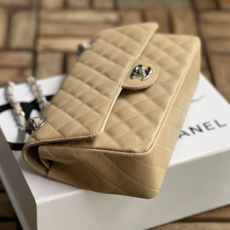 TÚI CHANEL CLASSIC FLAP BAG MEDIUM SLIVER NGUYÊN BẢN DA CAVIAR MÀU NÂU