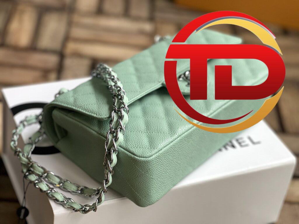 TÚI CHANEL CLASSIC FLAP BAG MEDIUM SLIVER NGUYÊN BẢN DA CAVIAR MÀU XANH NGỌC