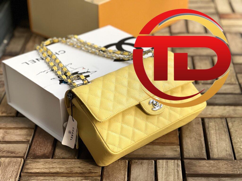 TÚI CHANEL CLASSIC FLAP BAG MEDIUM SLIVER NGUYÊN BẢN DA CAVIAR MÀU VÀNG