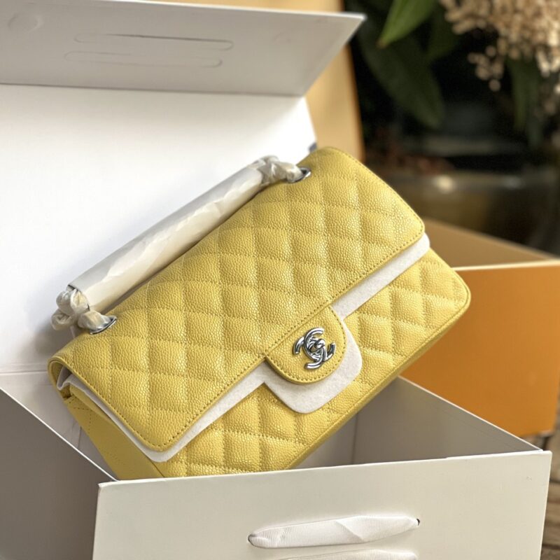 TÚI CHANEL CLASSIC FLAP BAG MEDIUM SLIVER NGUYÊN BẢN DA CAVIAR MÀU VÀNG