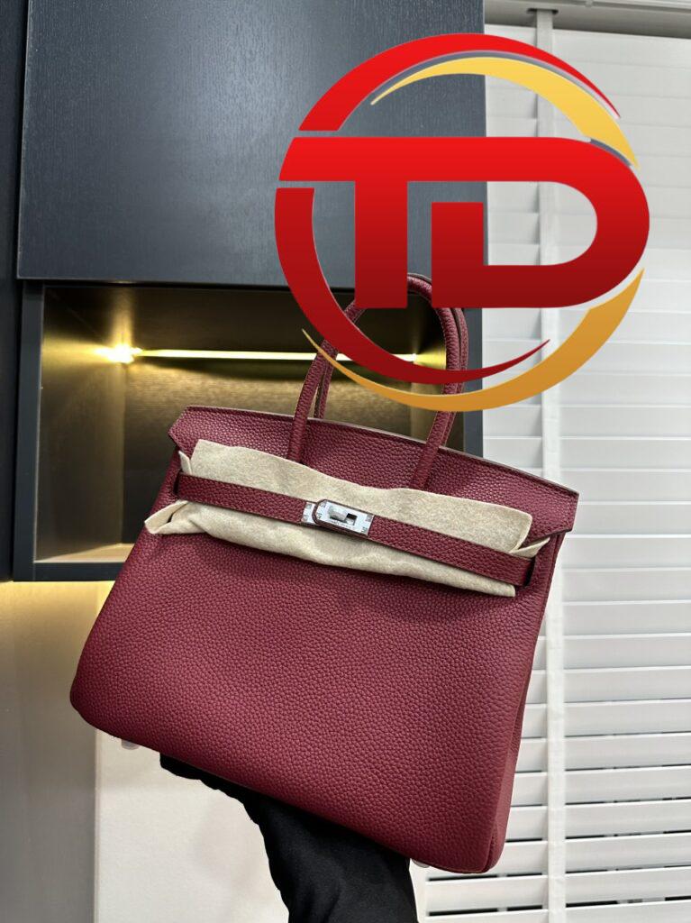 TÚI HERMES HANDBAG BIRKIN 25 TOGO NGUYÊN BẢN TAG BẠC MÀU ĐỎ HỒNG