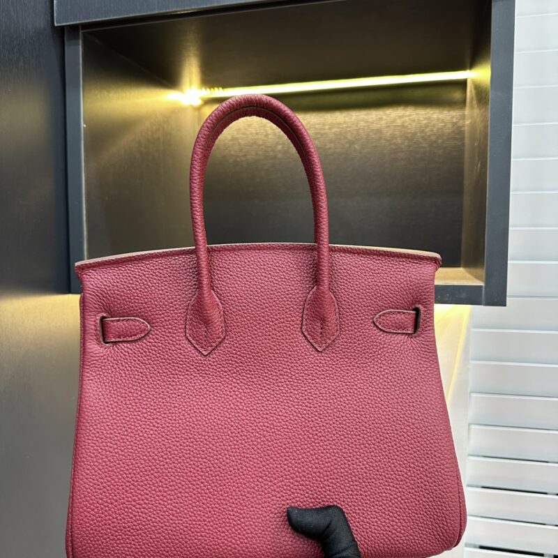 TÚI HERMES HANDBAG BIRKIN 25 TOGO NGUYÊN BẢN TAG BẠC MÀU ĐỎ HỒNG