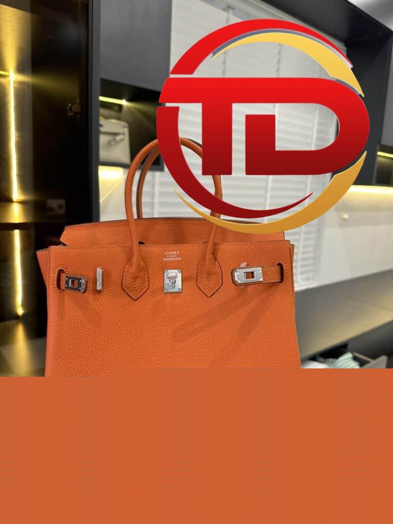 TÚI HERMES HANDBAG BIRKIN 25 TOGO NGUYÊN BẢN TAG BẠC MÀU CAM