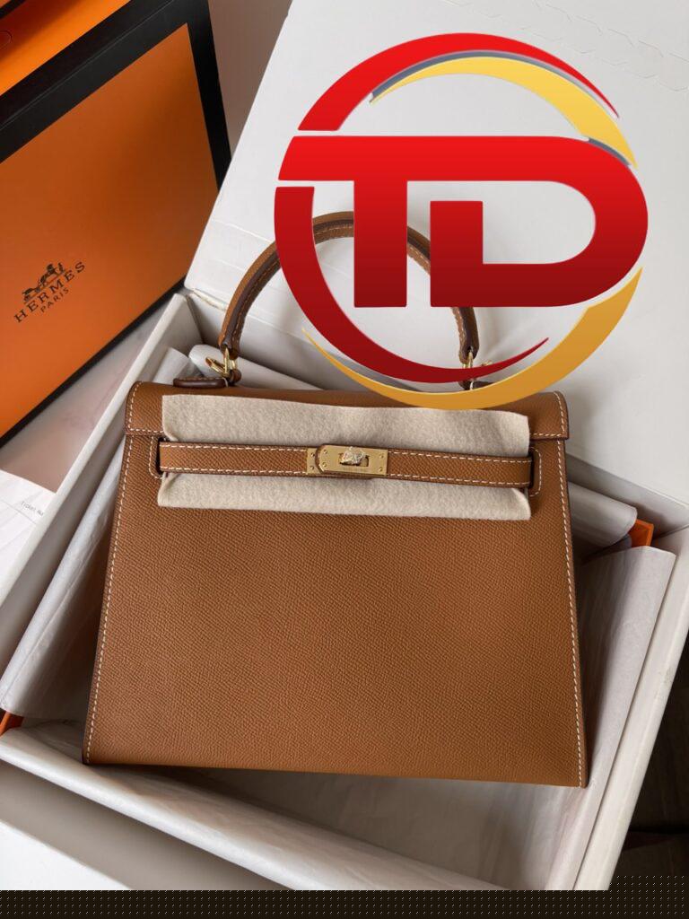 TÚI HERMES KELLY EPSOM SHOULDER HANDBAG NGUYÊN BẢN MÀU NÂU CAM