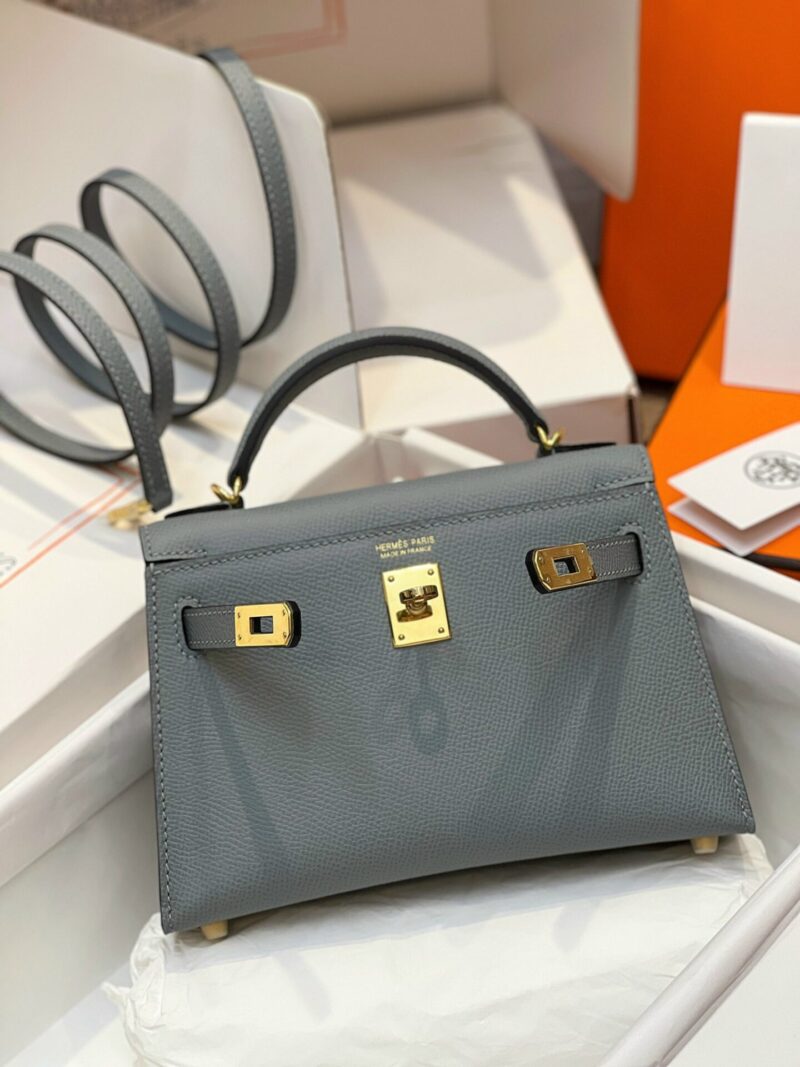 TÚI HERMES KELLY MINI K20 ESPOM KHÂU TAY SIÊU CẤP MÀU GHI XÁM