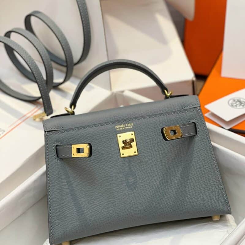 TÚI HERMES KELLY MINI K20 ESPOM KHÂU TAY SIÊU CẤP MÀU GHI XÁM