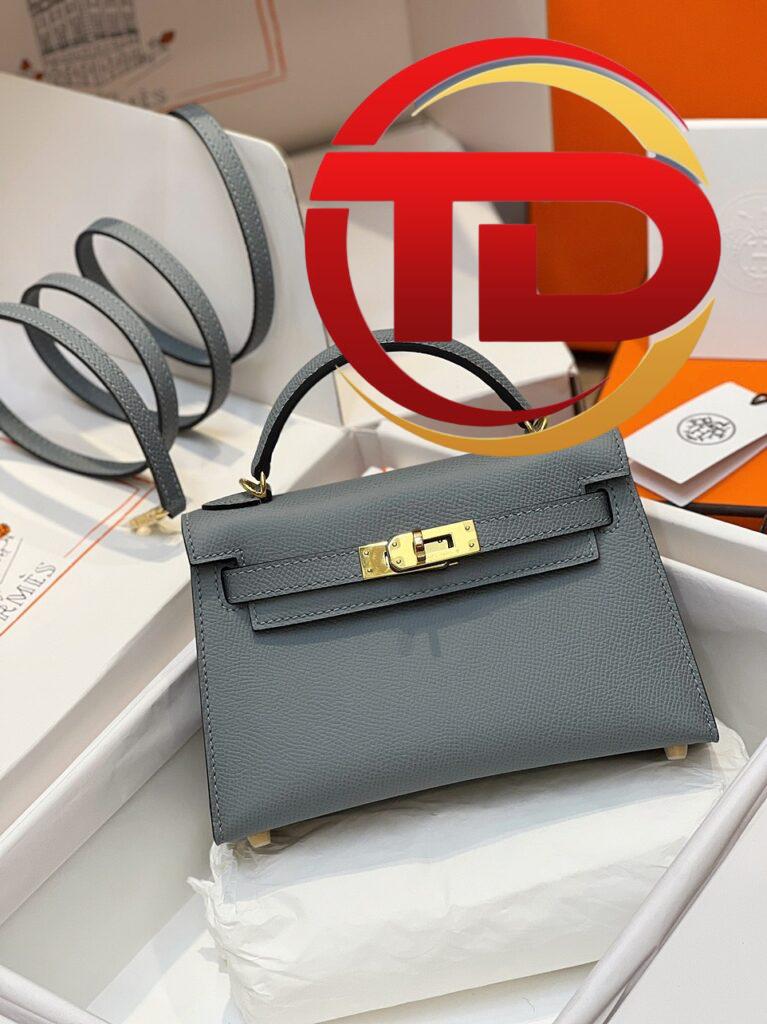 TÚI HERMES KELLY MINI K20 ESPOM KHÂU TAY SIÊU CẤP MÀU GHI XÁM