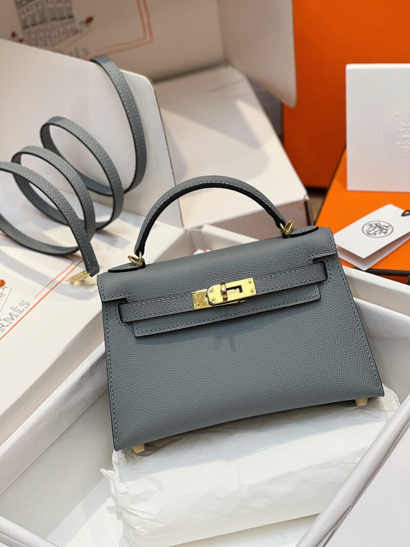 TÚI HERMES KELLY MINI K20 ESPOM KHÂU TAY SIÊU CẤP MÀU GHI XÁM