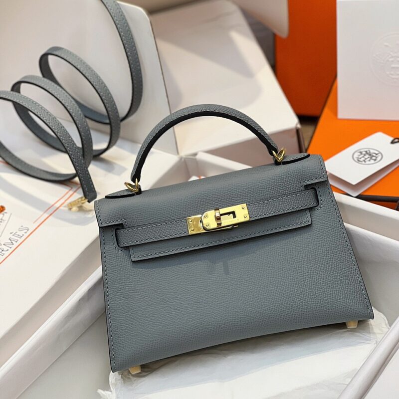 TÚI HERMES KELLY MINI K20 ESPOM KHÂU TAY SIÊU CẤP MÀU GHI XÁM