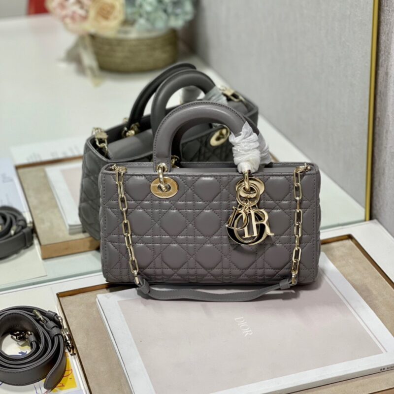 TÚI XÁCH DIOR LADY D-JOY EAST WEST BAG SIÊU CẤP MÀU GHI SIZE 26