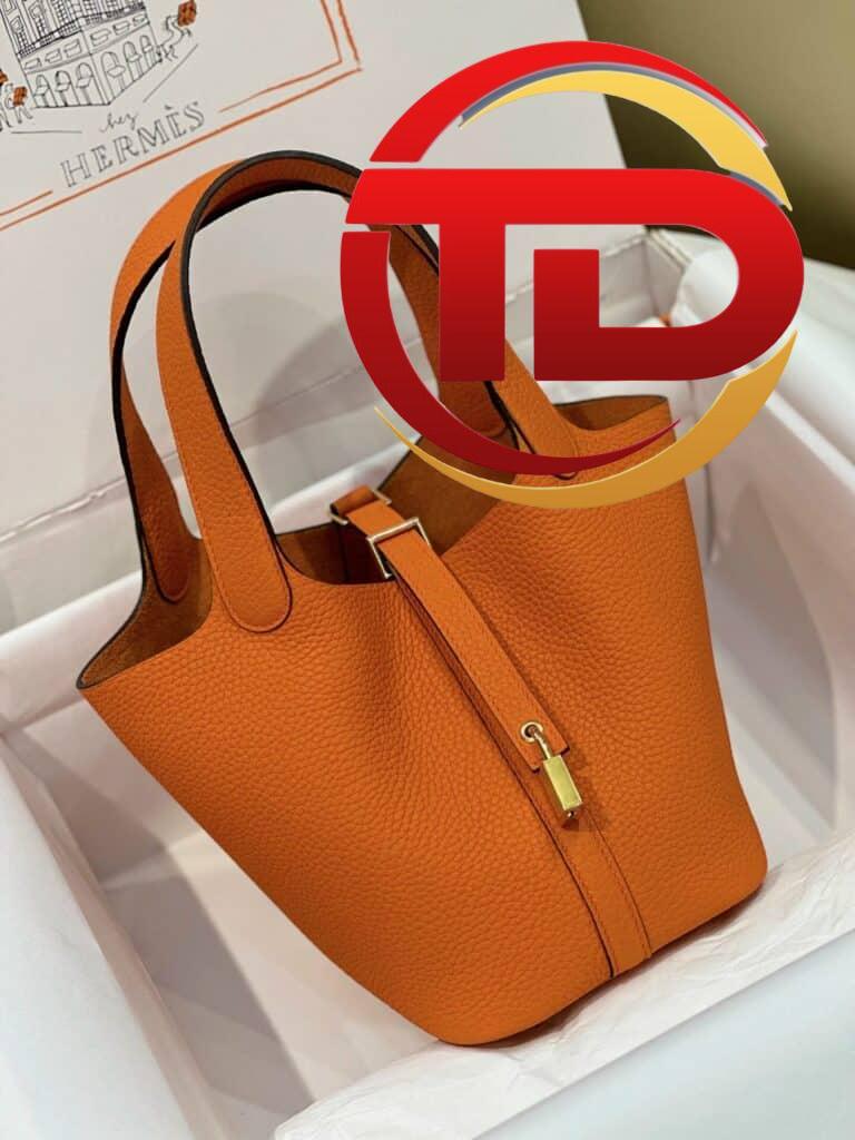 TÚI HERMES PICOTIN LOCK 18 SILVER PALLADIUM HARDWARE SIÊU CẤP KHÂU TAY MÀU NÂU