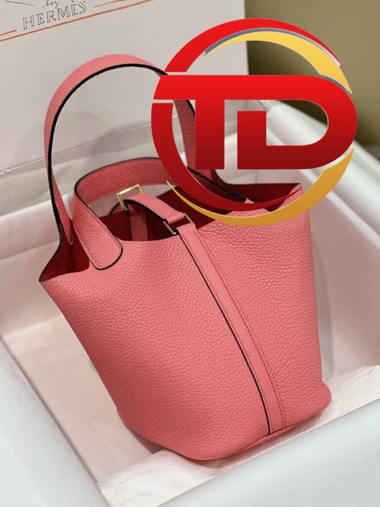 TÚI HERMES PICOTIN LOCK 18 SILVER PALLADIUM HARDWARE SIÊU CẤP KHÂU TAY MÀU HỒNG PHẤN