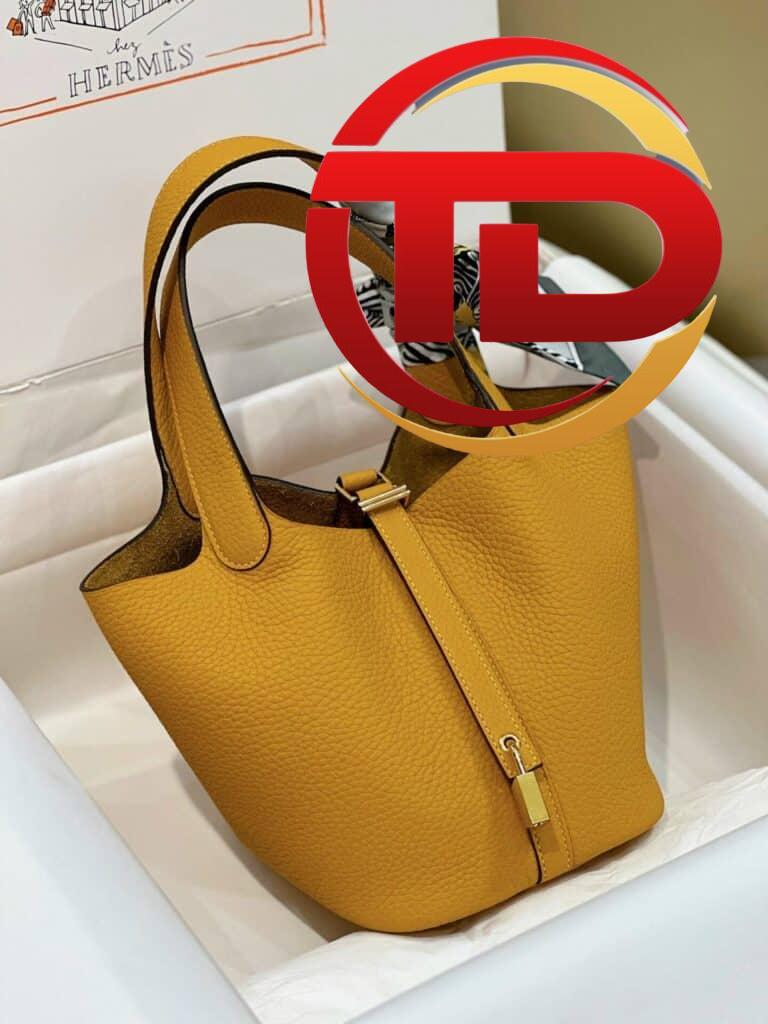 TÚI HERMES PICOTIN LOCK 18 SILVER PALLADIUM HARDWARE SIÊU CẤP KHÂU TAY MÀU VÀNG
