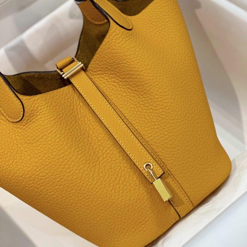 TÚI HERMES PICOTIN LOCK 18 SILVER PALLADIUM HARDWARE SIÊU CẤP KHÂU TAY MÀU VÀNG