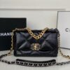 TÚI CHANEL 19 FLAP BAG DOUBLE C LOGO LAMBSKIN KHÓA VÀNG SIÊU CẤP MÀU ĐEN
