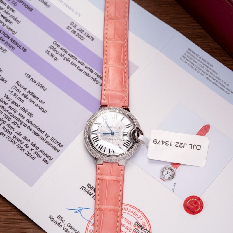 CARTIER BALLON BLEU NỮ CHẾ TÁC VIỀN KIM CƯƠNG TỰ NHIÊN REPLICA CAO CẤP 33MM
