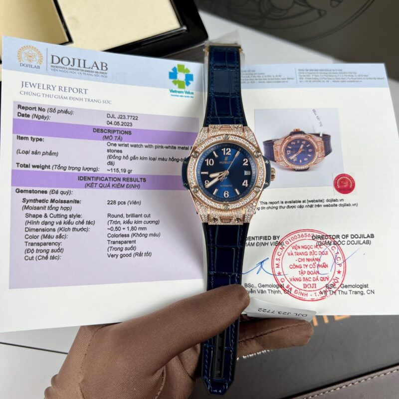 ĐỒNG HỒ HUBLOT BIG BANG ONE CLICK MẶT XANH ĐỘ KIM CƯƠNG MOISSANITE 39MM