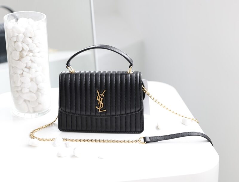 TÚI XÁCH YSL FLAPBAG HANDLE BAG SUPER DA ĐEN CAO CẤP