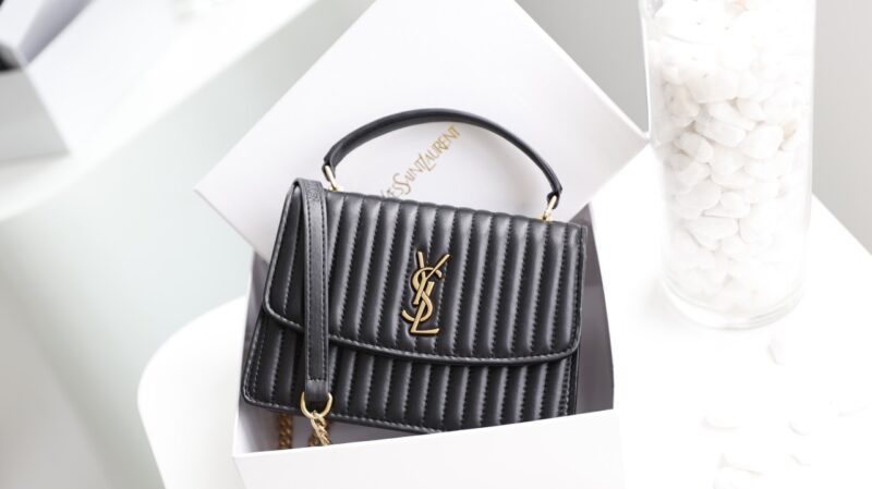 TÚI XÁCH YSL FLAPBAG HANDLE BAG SUPER DA ĐEN CAO CẤP