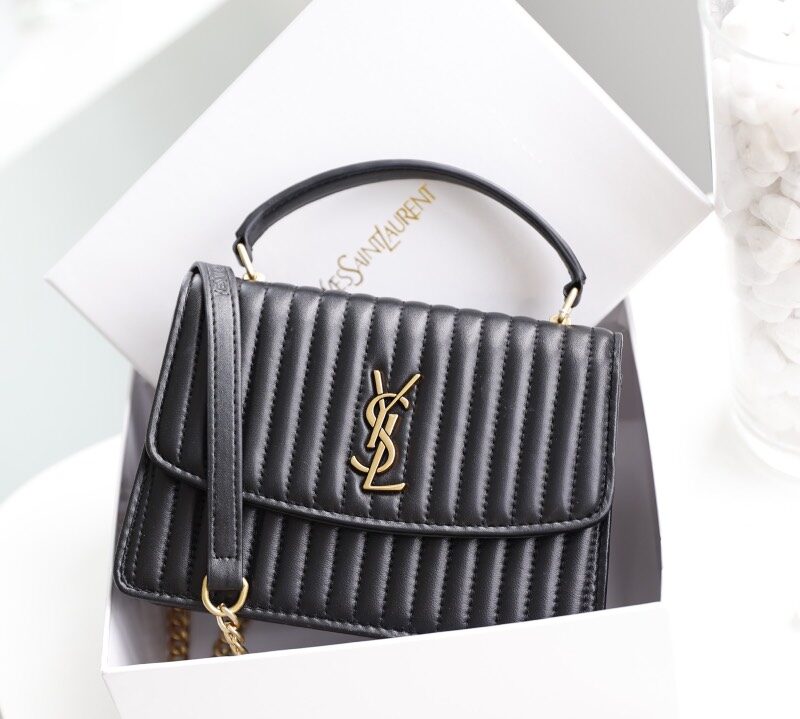 TÚI XÁCH YSL FLAPBAG HANDLE BAG SUPER DA ĐEN CAO CẤP