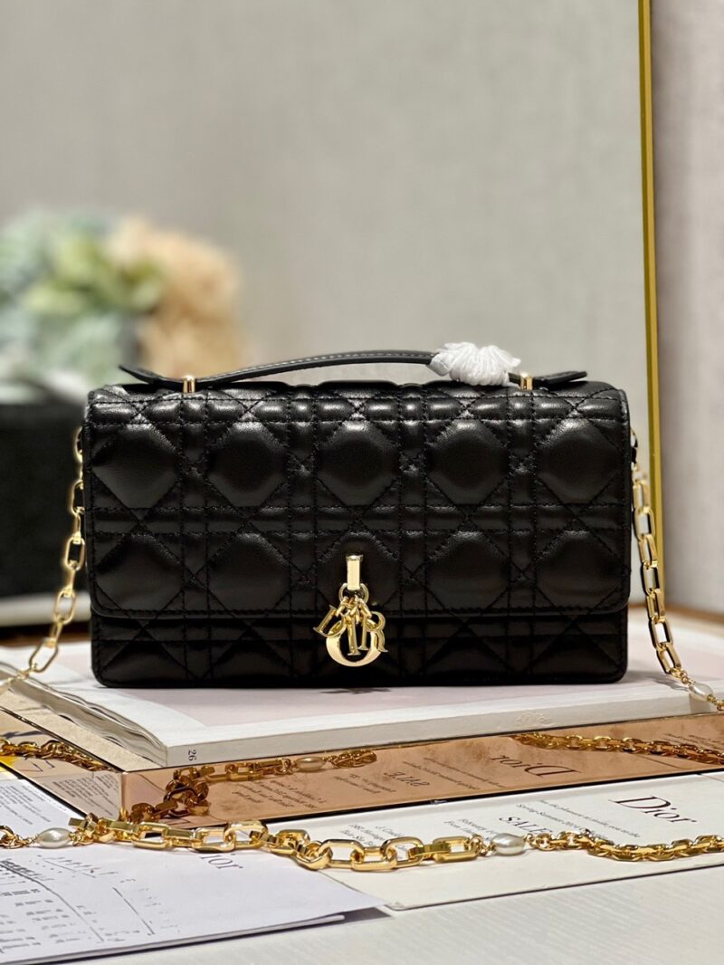 TÚI DIOR MISS DIOR MINI BAG BLACK CANNAGE LAMBSKIN SIÊU CẤP