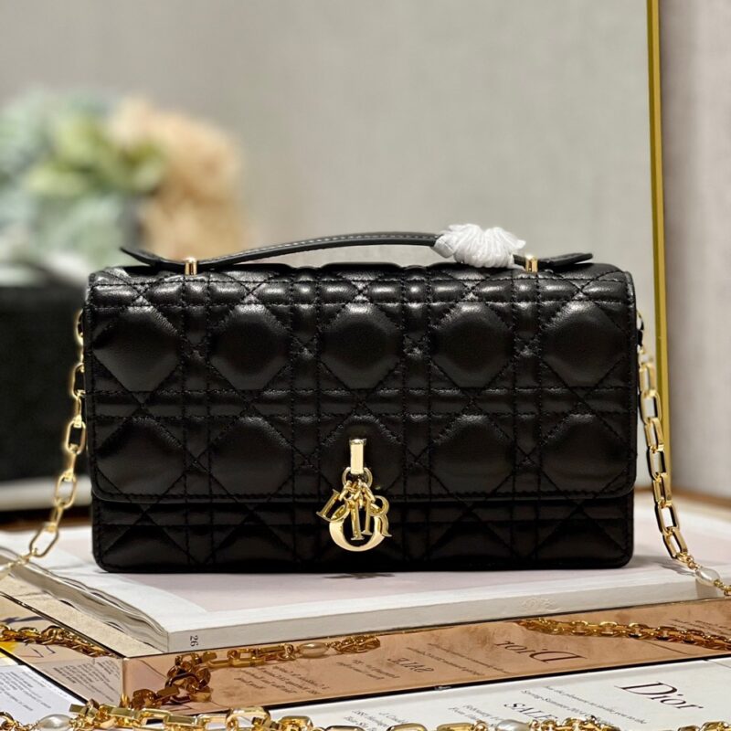 TÚI DIOR MISS DIOR MINI BAG BLACK CANNAGE LAMBSKIN SIÊU CẤP