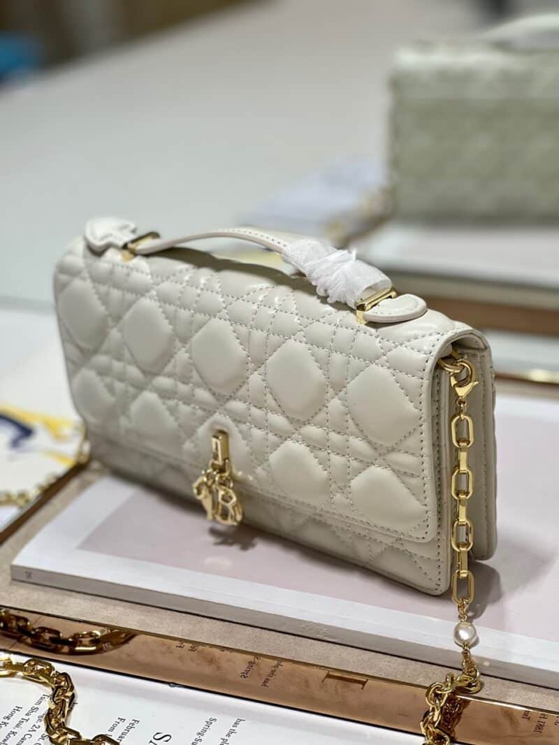 TÚI DIOR MISS DIOR MINI BAG WHITE CANNAGE LAMBSKIN SIÊU CẤP