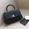 TÚI CHANEL COCO 9.5 FLAP BAG WITH TOP HANDLE BAG MÀU ĐEN SIÊU CẤP