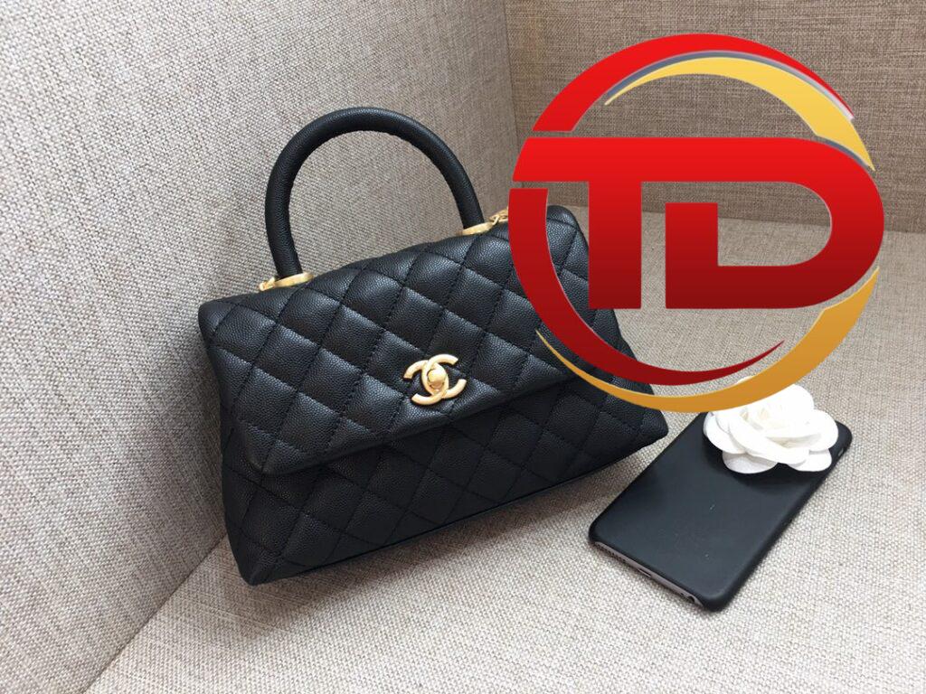 TÚI CHANEL COCO 9.5 FLAP BAG WITH TOP HANDLE BAG MÀU ĐEN SIÊU CẤP