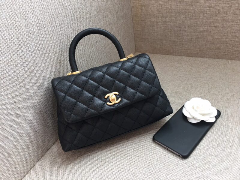 TÚI CHANEL COCO 9.5 FLAP BAG WITH TOP HANDLE BAG MÀU ĐEN SIÊU CẤP