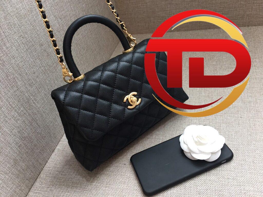 TÚI CHANEL COCO 9.5 FLAP BAG WITH TOP HANDLE BAG MÀU ĐEN SIÊU CẤP