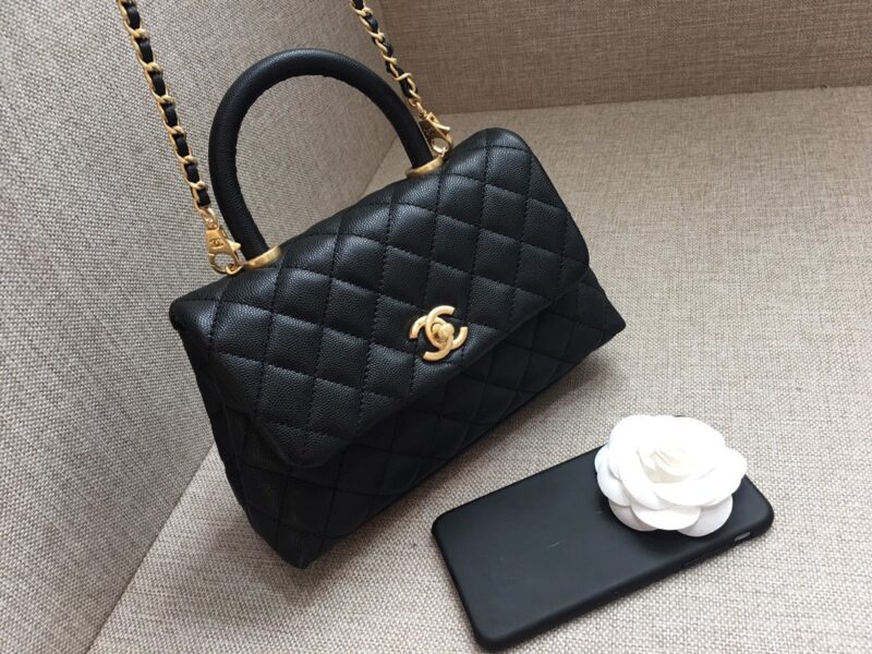 TÚI CHANEL COCO 9.5 FLAP BAG WITH TOP HANDLE BAG MÀU ĐEN SIÊU CẤP