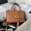 TÚI CHANEL COCO 9.5 FLAP BAG WITH TOP HANDLE BAG MÀU NÂU SIÊU CẤP