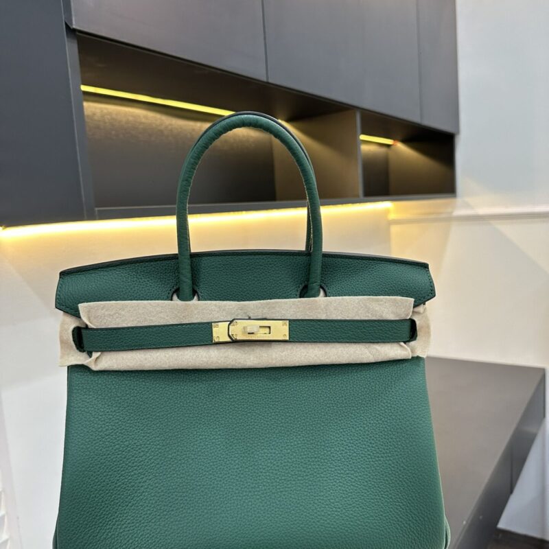 TÚI XÁCH HM BIRKIN TOGO NGUYÊN BẢN TAG VÀNG SIZE 30 MÀU XANH LÁ