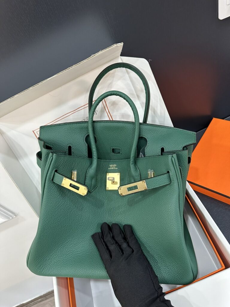 TÚI XÁCH HM BIRKIN TOGO NGUYÊN BẢN TAG VÀNG SIZE 30 MÀU XANH LÁ
