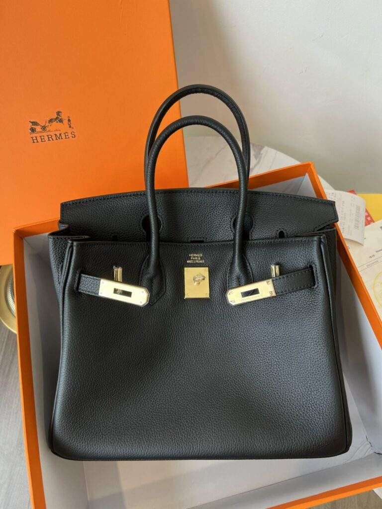 TÚI XÁCH HERMES BIRKIN TOGO NGUYÊN BẢN TAG VÀNG SIZE 30 MÀU ĐEN