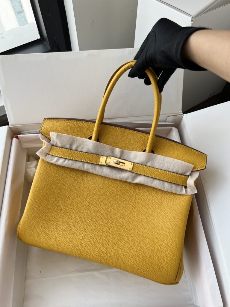 TÚI XÁCH HERMES BIRKIN TOGO NGUYÊN BẢN TAG VÀNG SIZE 30 MÀU VÀNG