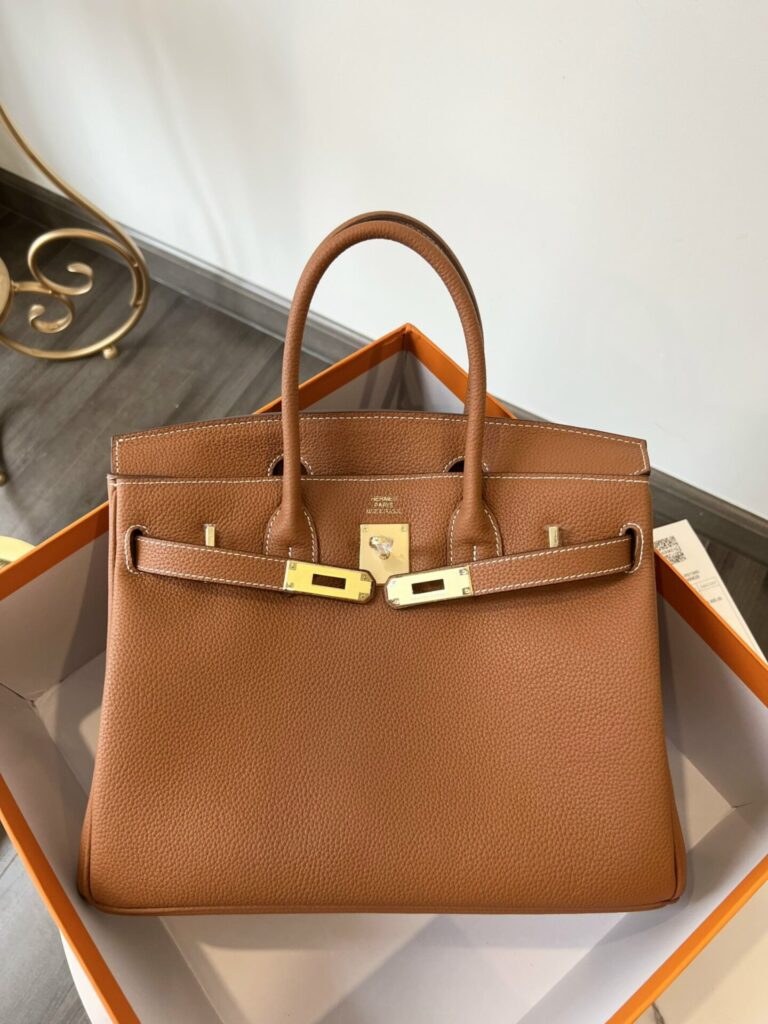 TÚI XÁCH HERMES BIRKIN TOGO NGUYÊN BẢN TAG VÀNG SIZE 30 MÀU NÂU