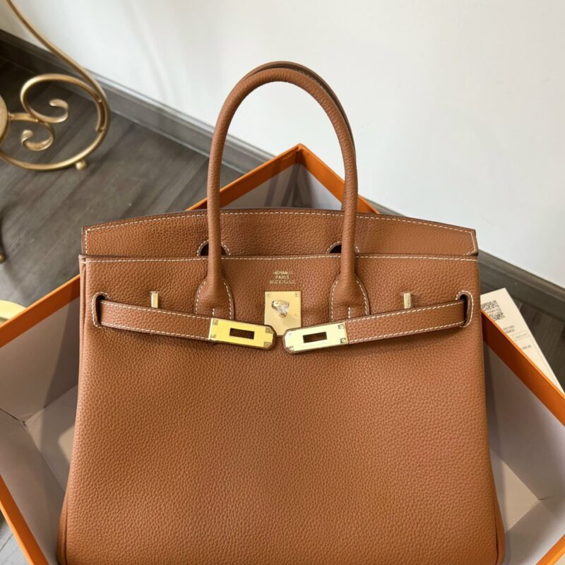 TÚI XÁCH HERMES BIRKIN TOGO NGUYÊN BẢN TAG VÀNG SIZE 30 MÀU NÂU