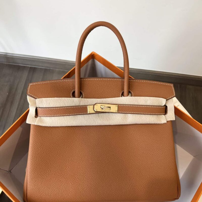 TÚI XÁCH HERMES BIRKIN TOGO NGUYÊN BẢN TAG VÀNG SIZE 30 MÀU NÂU