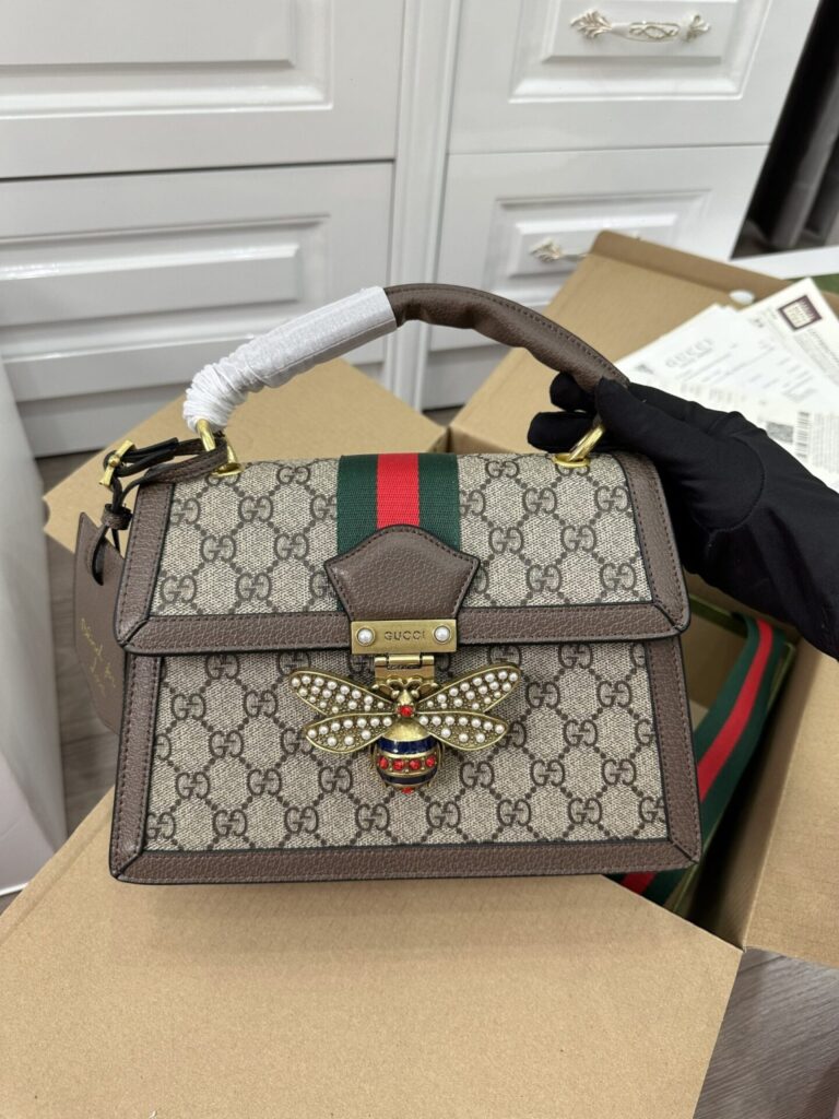 TÚI GUCCI QUEEN MARGARET BAG KHÓA ONG MÀU NÂU SUPER