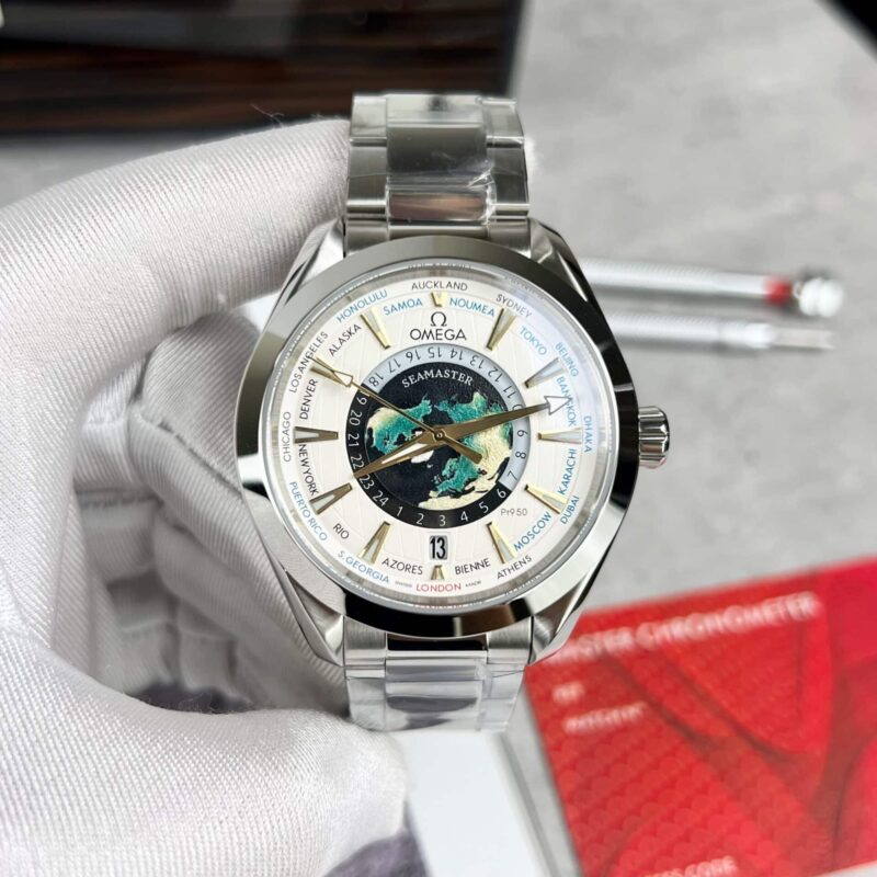 OMEGA SEAMASTER AQUA TERRA WORLDTIMER WHITE DIAL BEST REPLICA 43MM