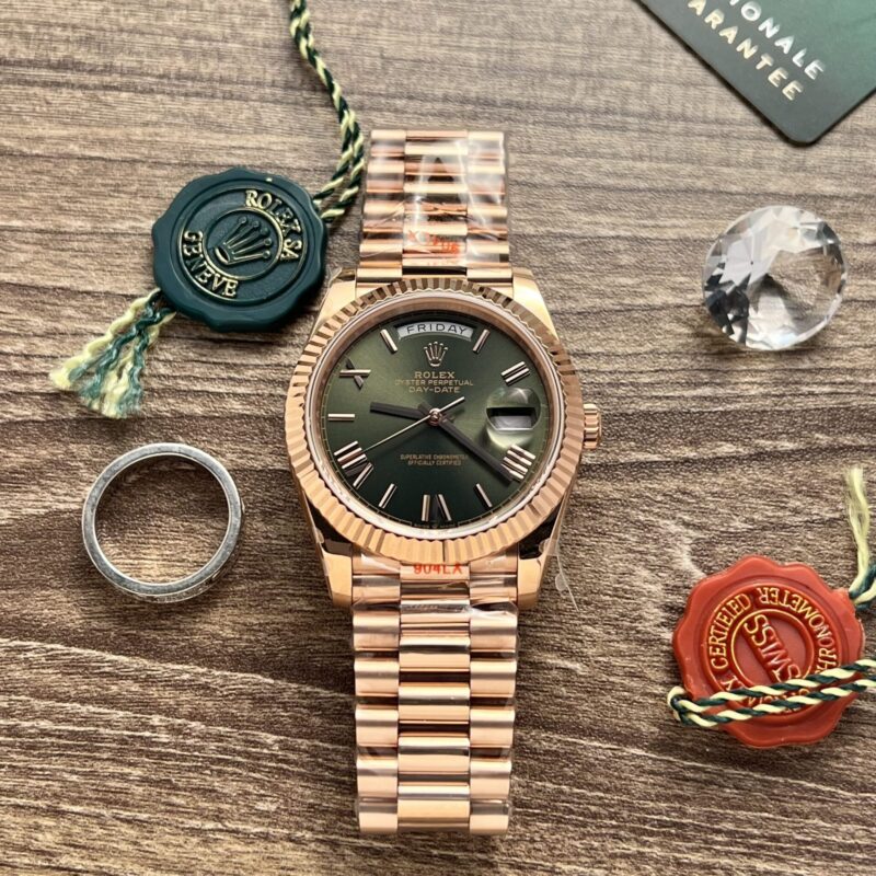ROLEX DAY-DATE 228235 OLIVE GREEN DIAL ROSE GOLD REPLICA V2 167GRAM 40MM