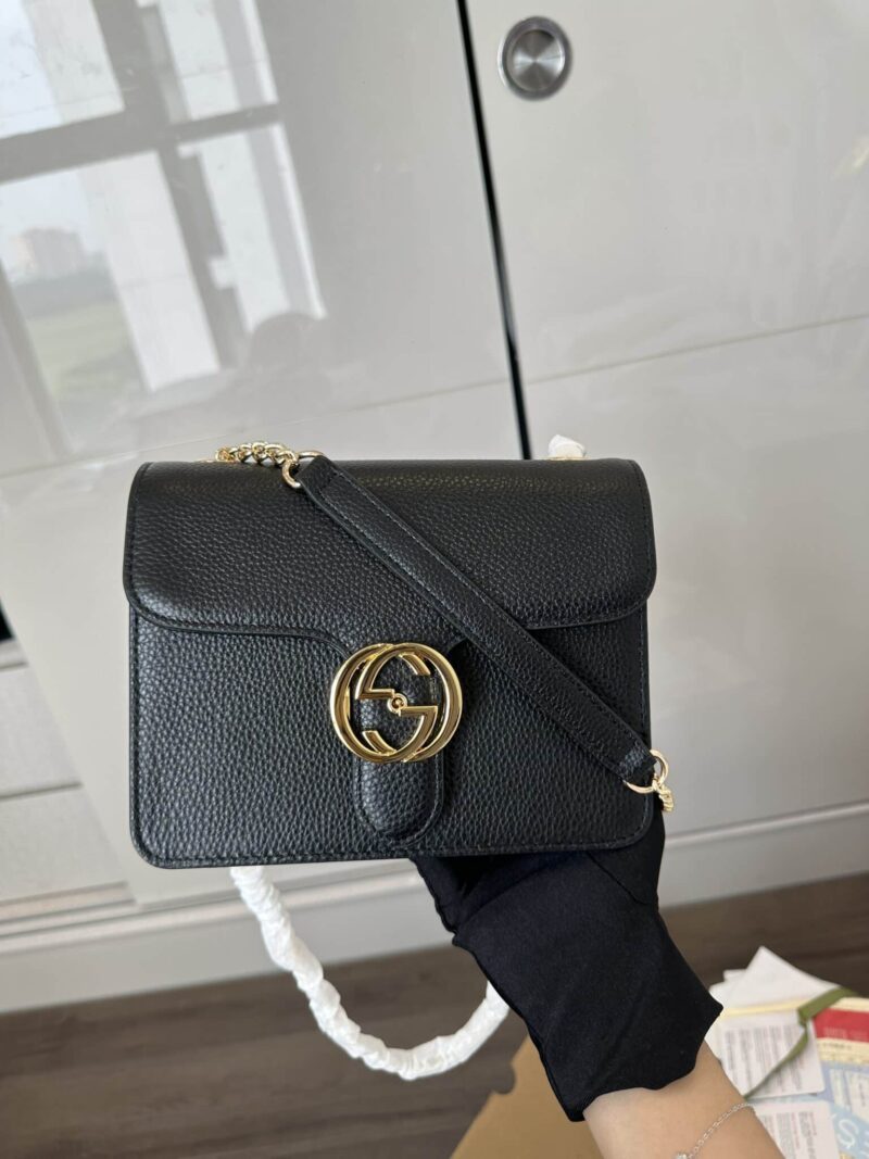 TÚI GUCCI WOMEN INTERLOCKING LEATHER SHOULDER BAG SUPER