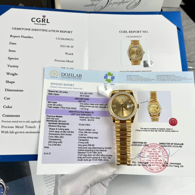 ĐỒNG HỒ ROLEX DAY-DATE 228238 BỌC VÀNG NIỀNG KIM CƯƠNG GMF 40MM